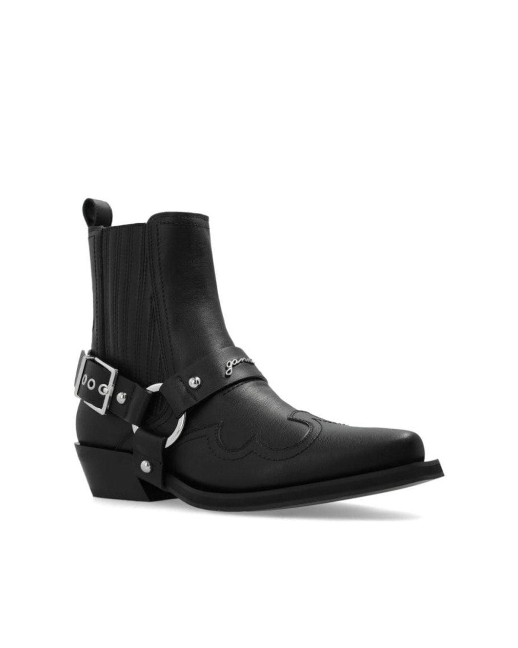 Ganni Black Leather Chelsea Boots