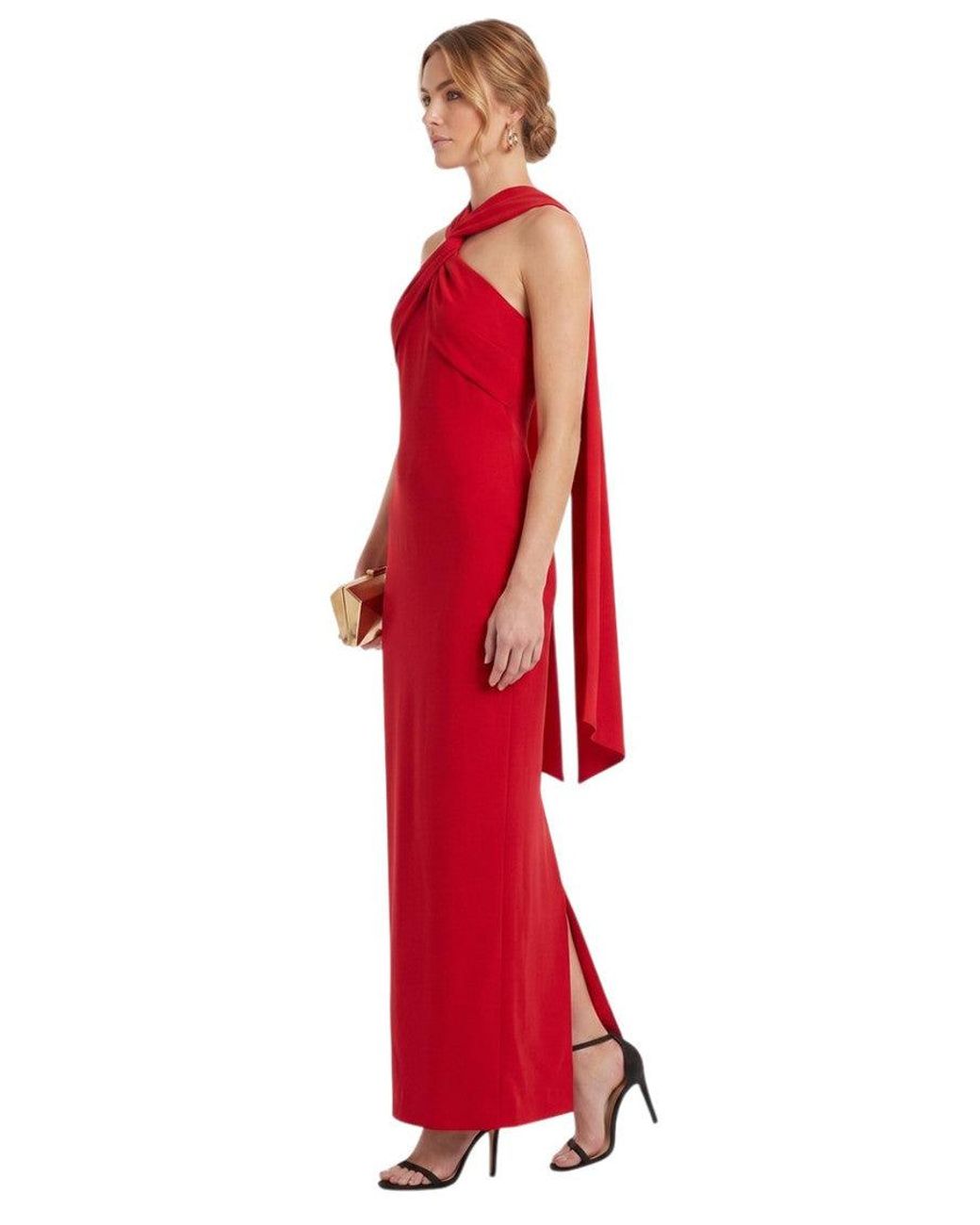 Solace London Red Halter Neck Maxi Dress