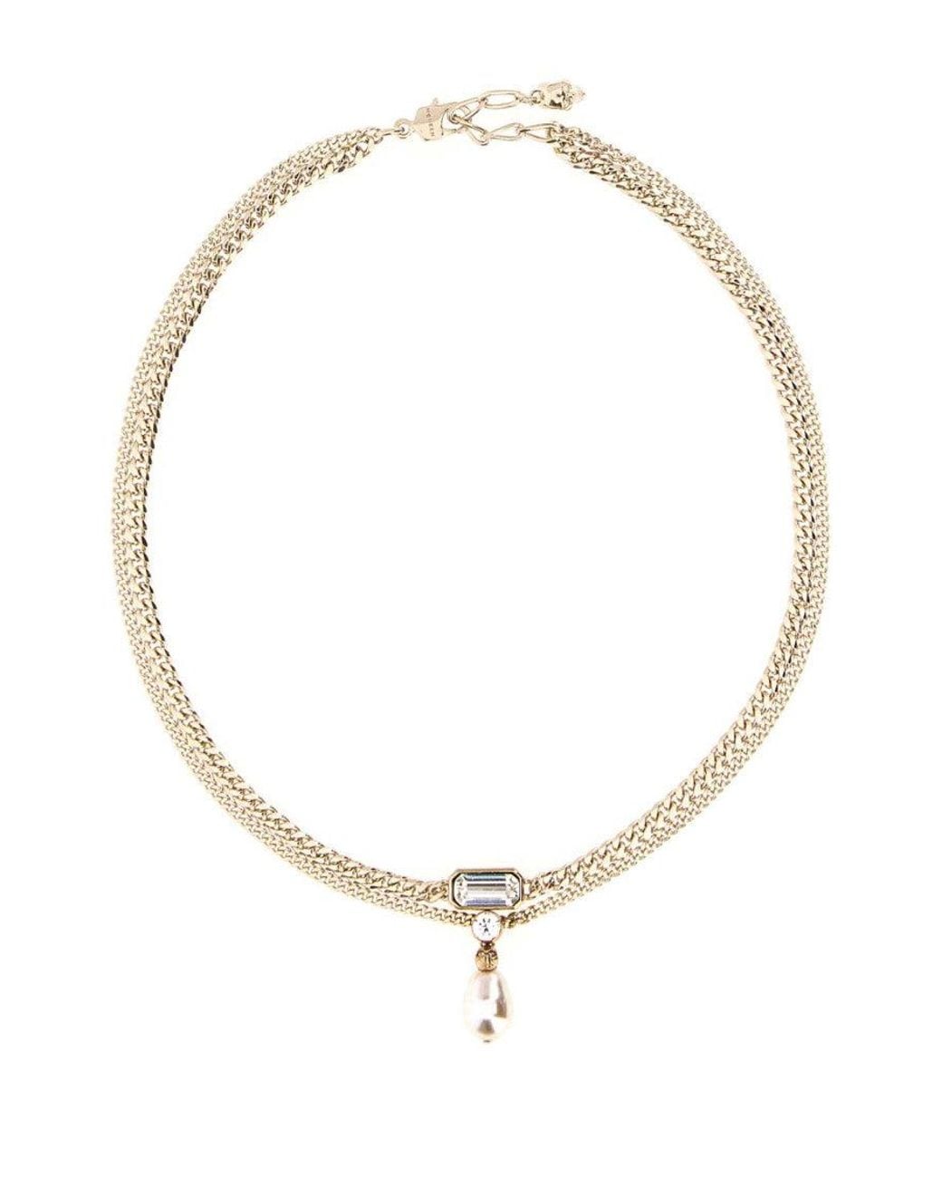 McQueen White Golden Crystal Necklace
