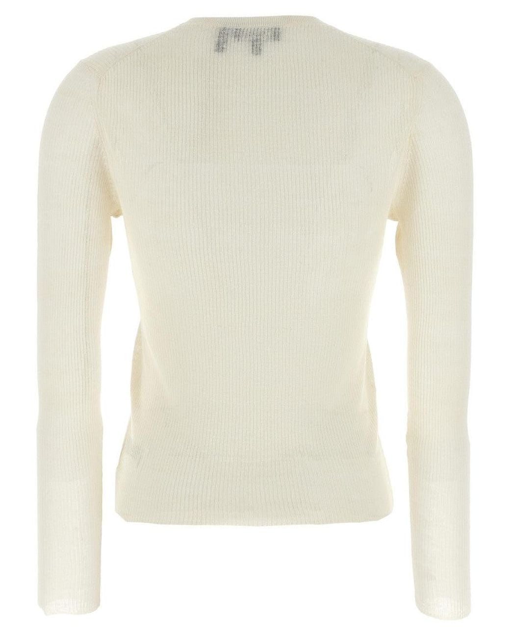 Theory Natural Ribbed Viscose Linen Blend Sweater