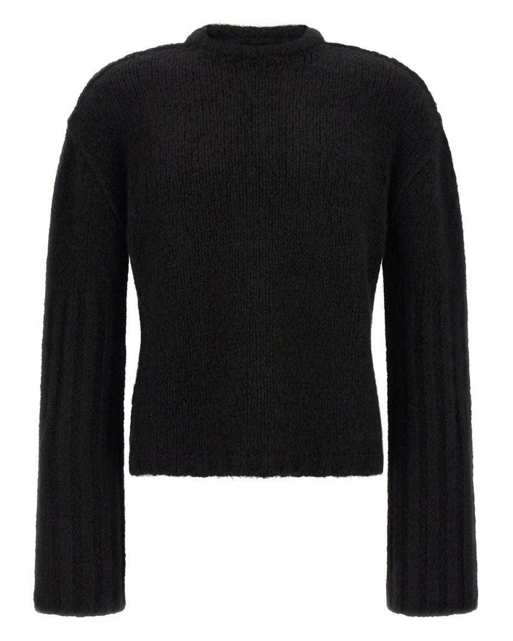 Rick Owens Black Knitted Crew Neck Sweater for men