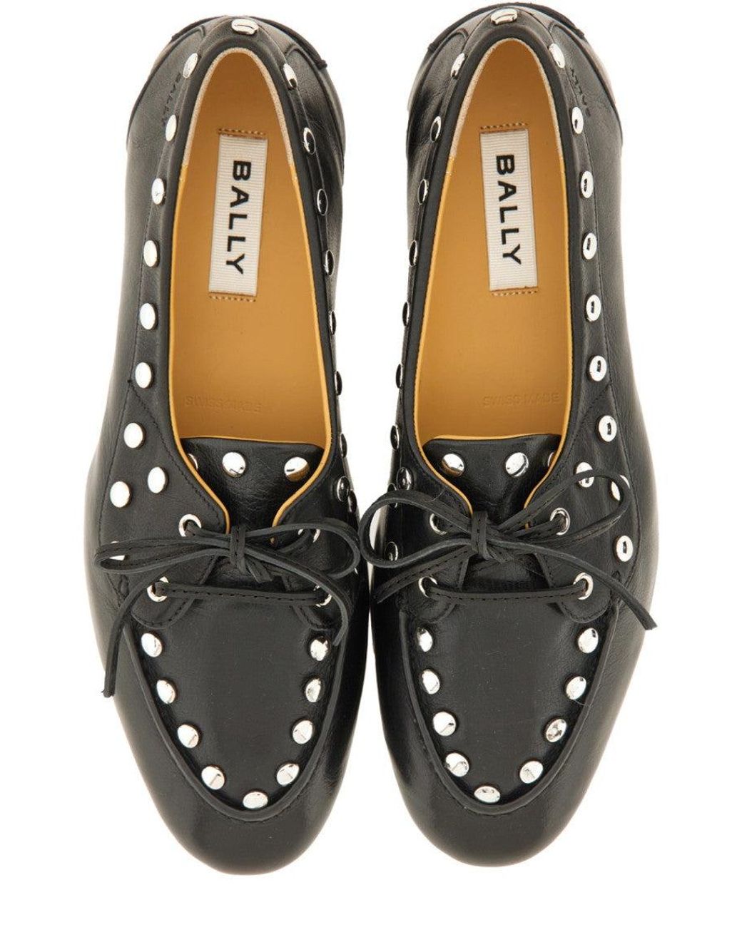 Bally Black Moccasin "Plume" With Delicate Bow Lace Detail