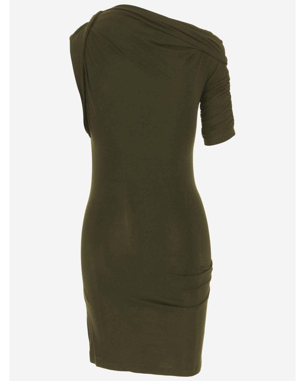Jacquemus Green Dark Khaki Viscose Blend Asymmetrical Dress