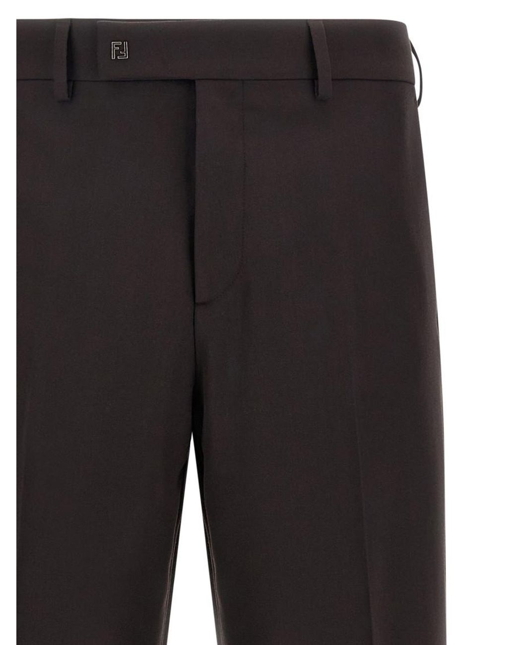 Fendi Black Wool Trousers for men