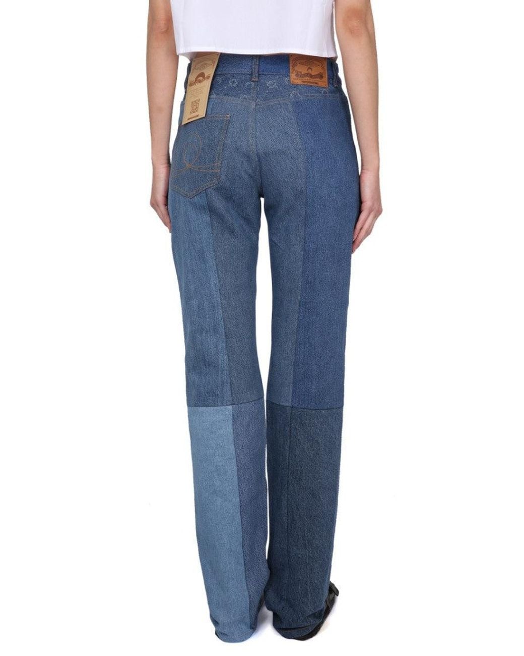 MARINE SERRE Blue Denim Straight Mid Rise Jeans