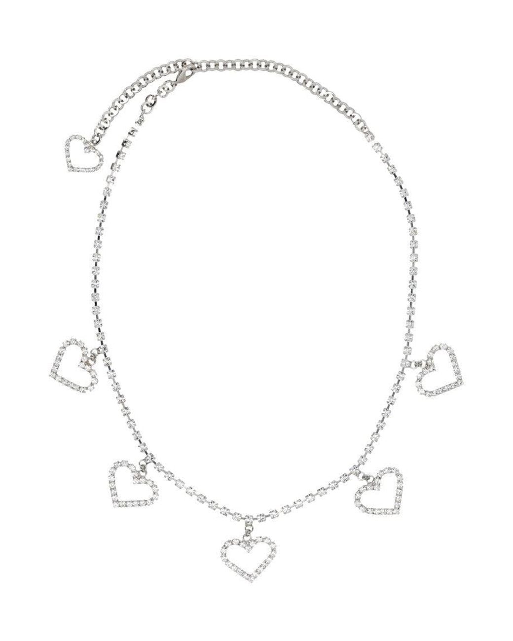 Alessandra Rich White Heart Charm Necklace