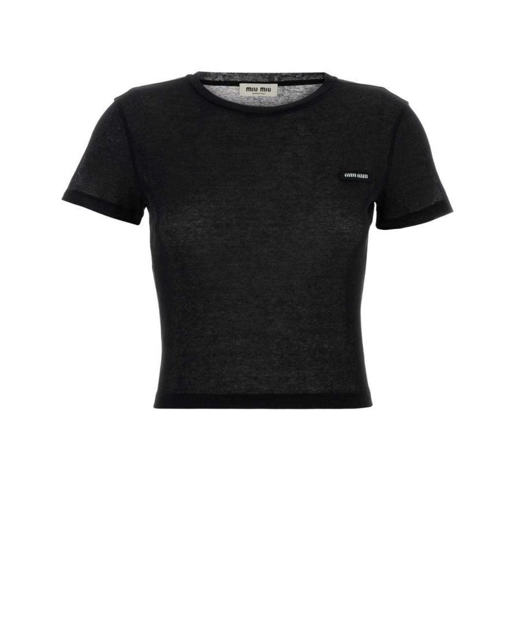 Miu Miu Black Cotton T-Shirt