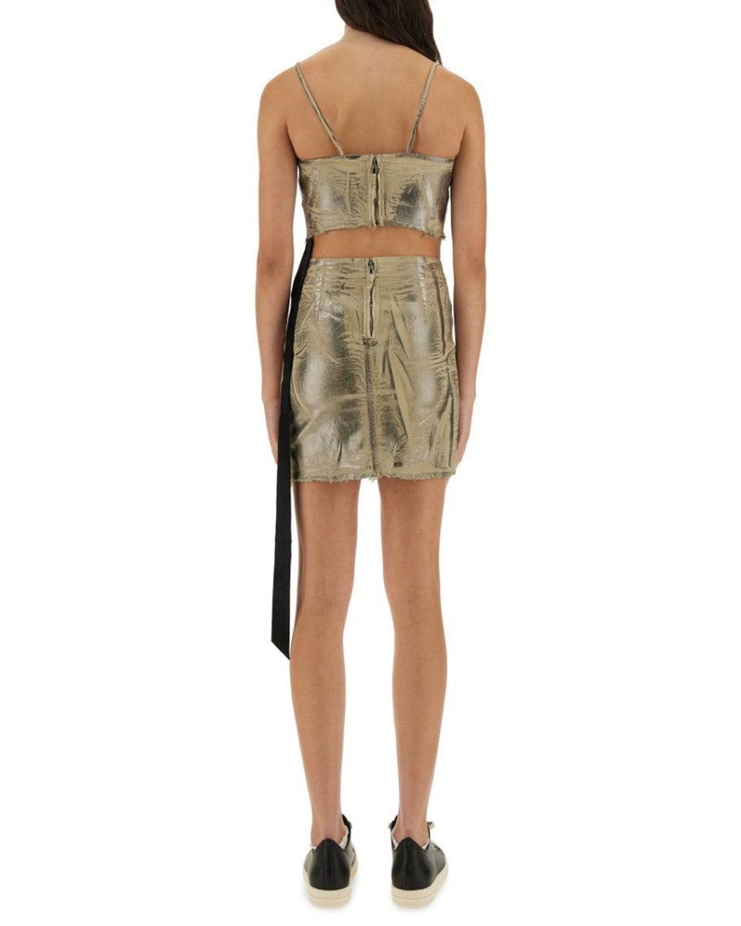 Rick Owens Natural Cropped Fitted Top With Subtle Sheen