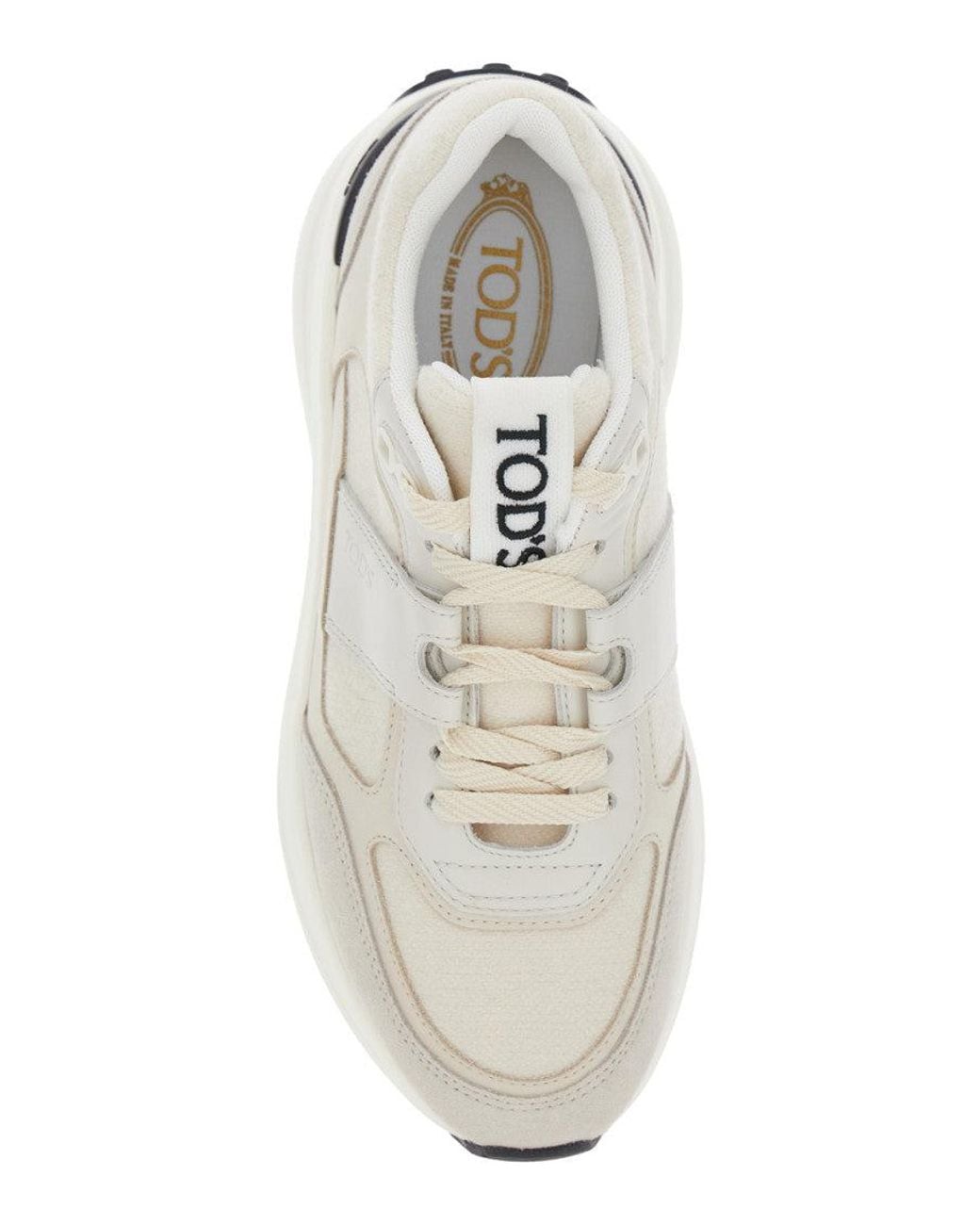 Tod's White Nubuck And Suede Low-Top Sneakers