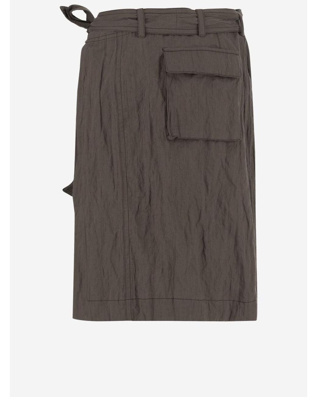 Ferragamo Gray Self-Tied Wrap Midi Skirt