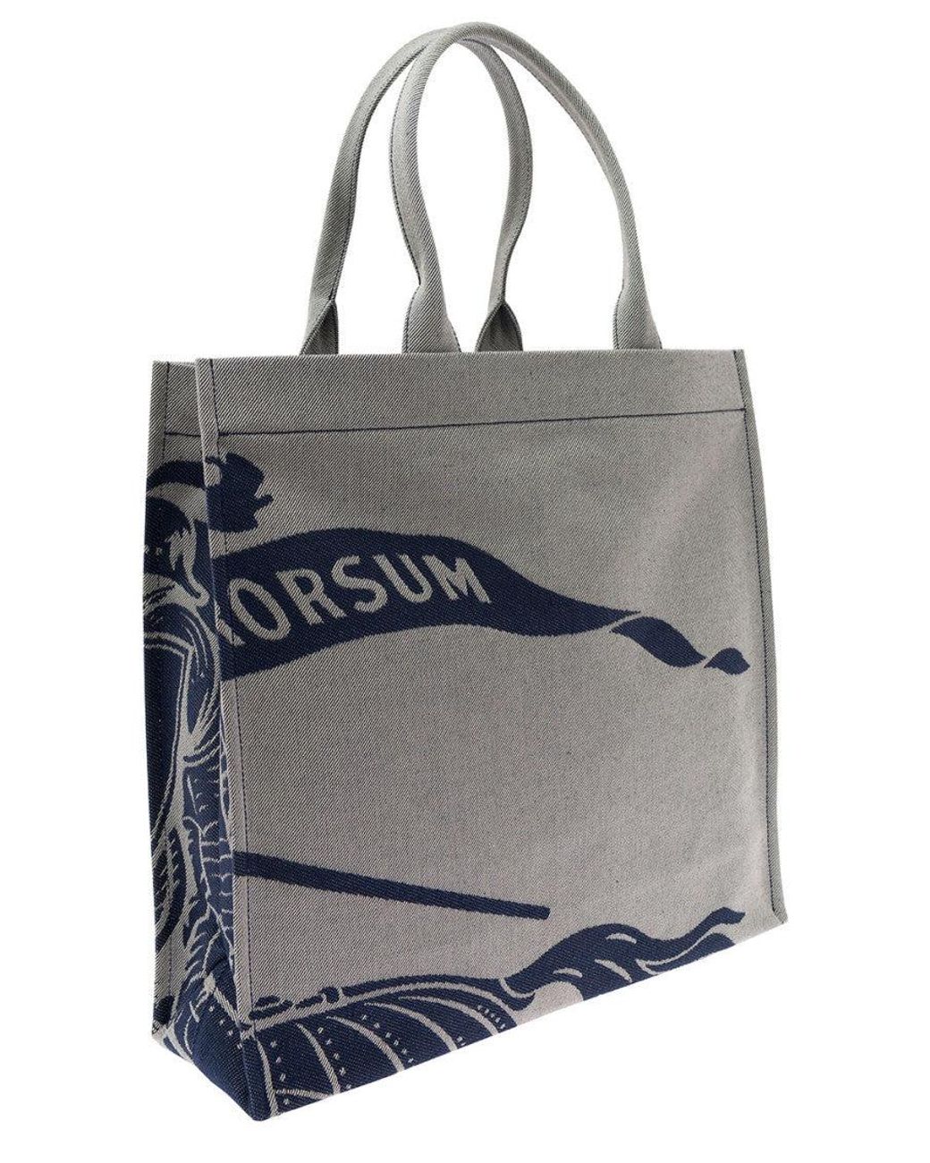 Burberry Gray Equestrian Knight Tote Bag for men