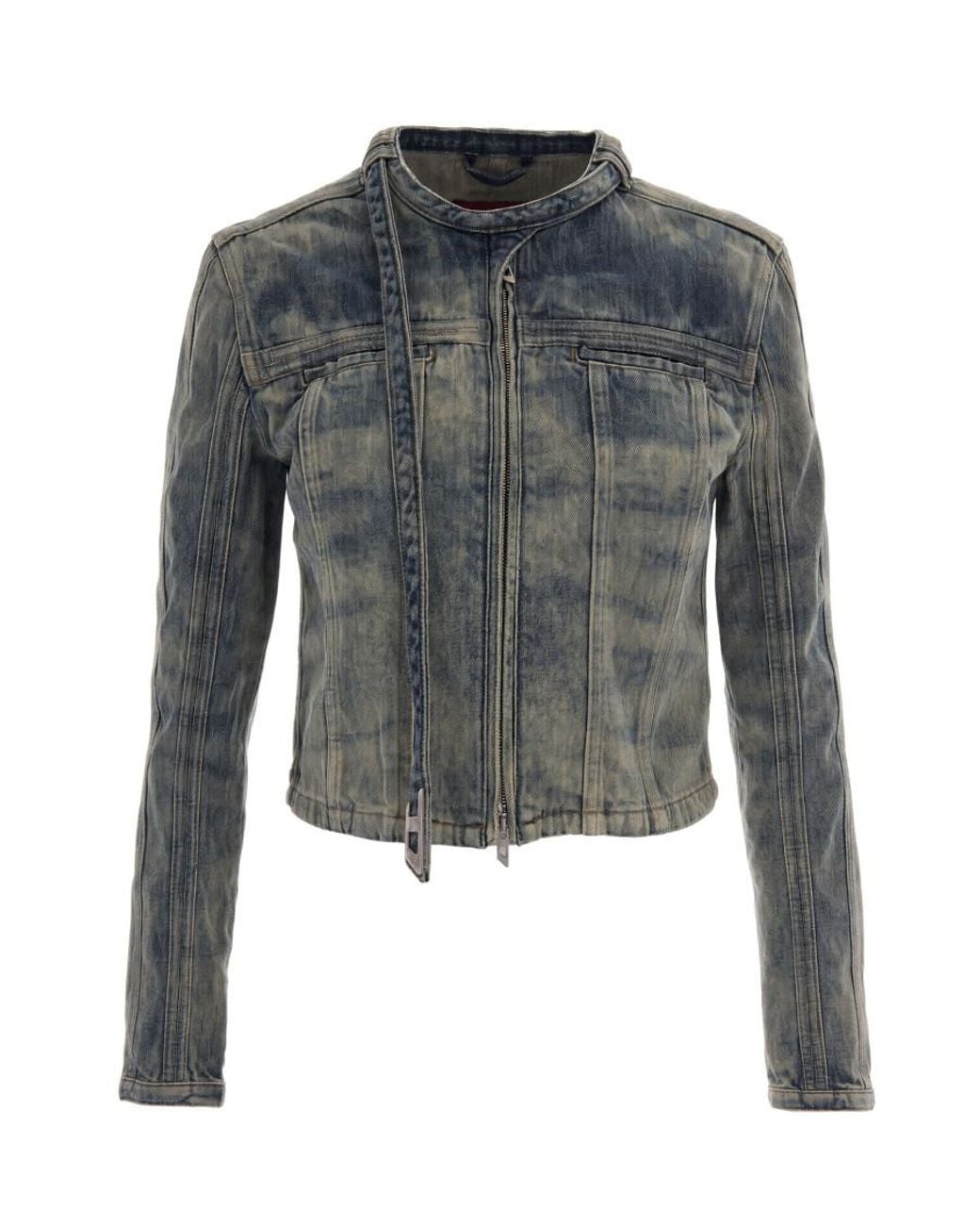 DIESEL Gray Mandarin Collar Jacket