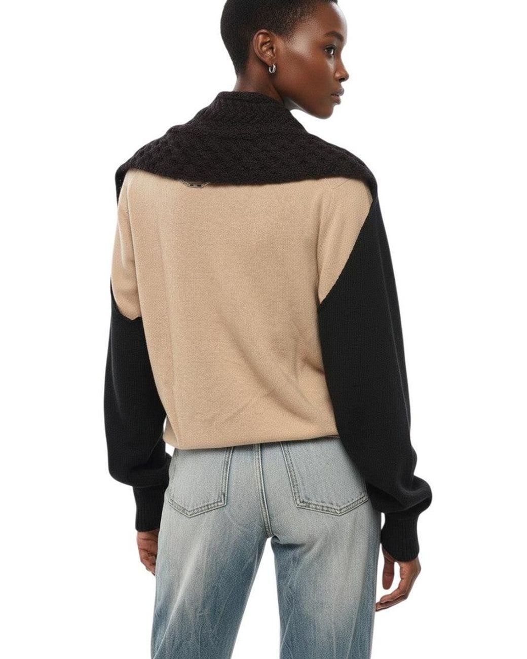 Fendi Black Knitted Shawl Neck Shrug