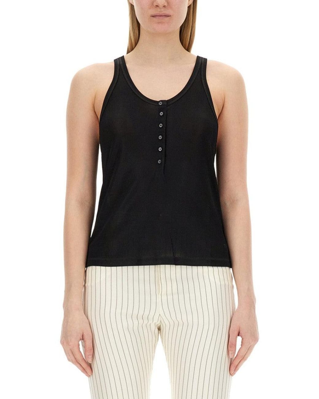 Tom Ford Black Solid Scoop Neck Top