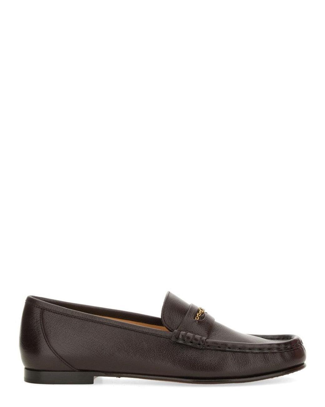 Chloé Brown Logo Leather Loafers