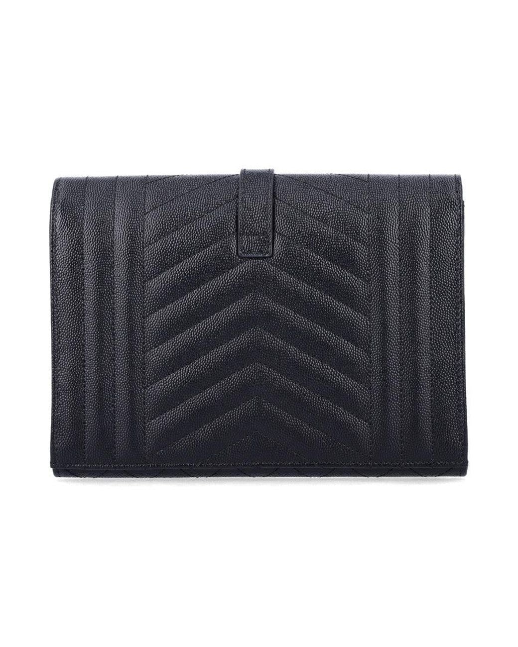 Saint Laurent Black Matelasse Clutch