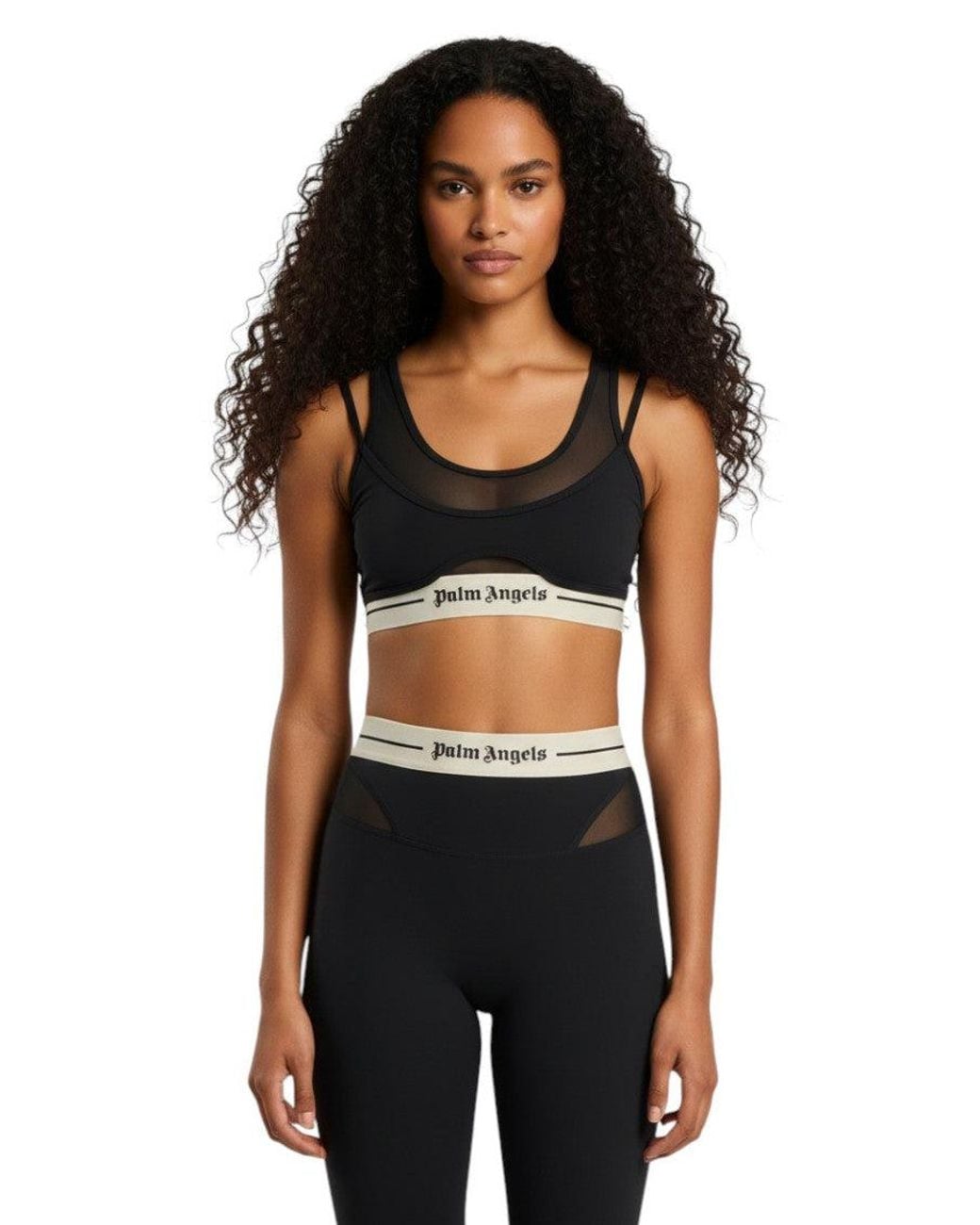 Palm Angels Black Logo Scoop Neck Top