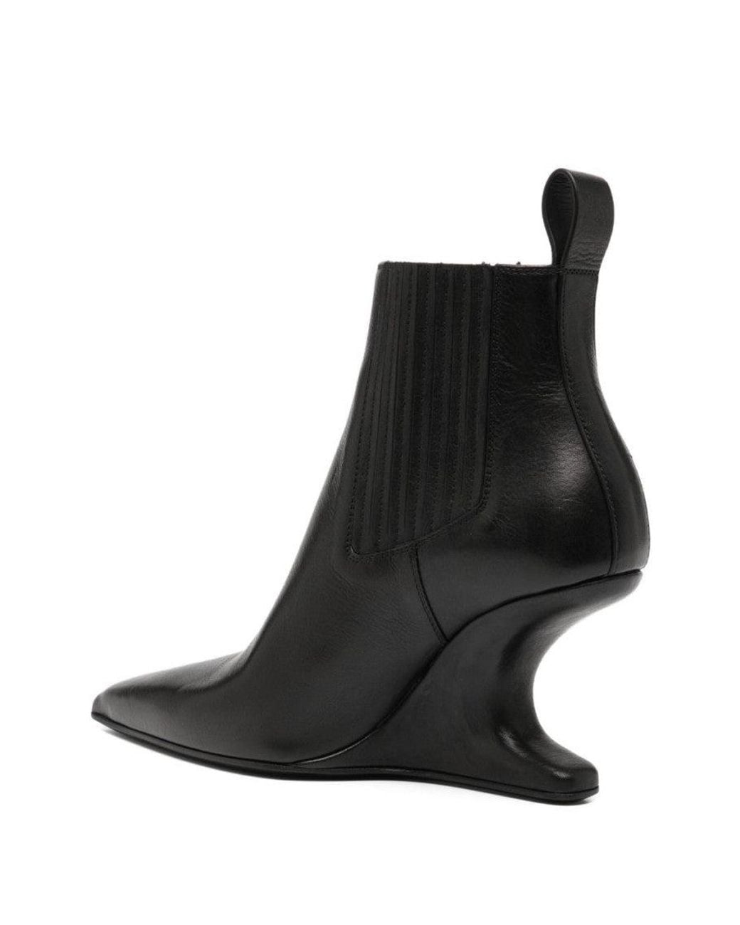 Rick Owens Black Ankle Sharp Boot Calf Leather