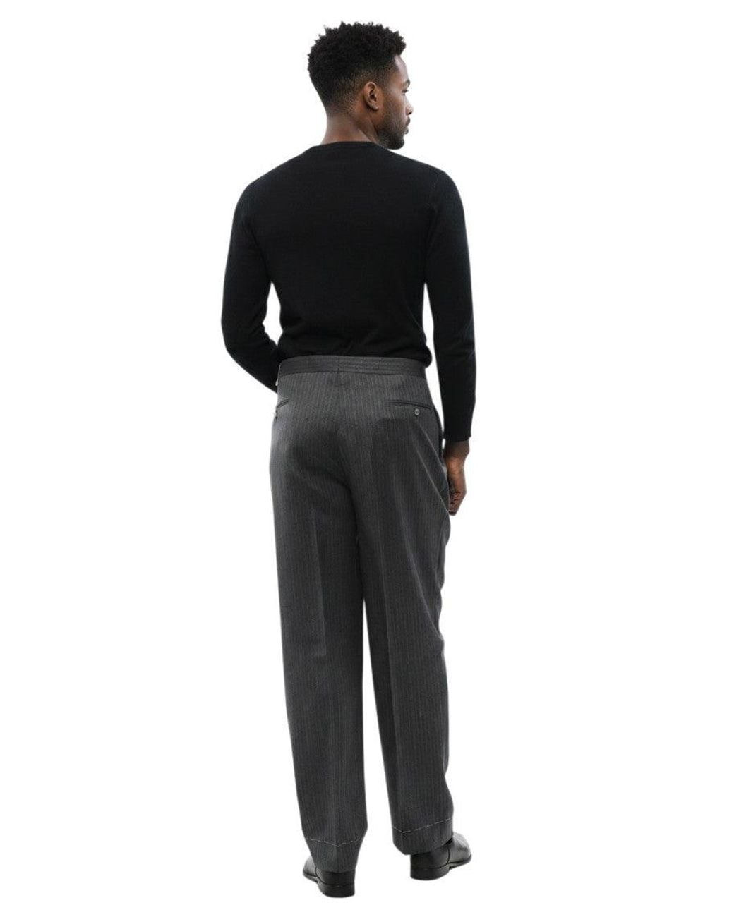 Corneliani Black Stripes Tailored Trousers for men