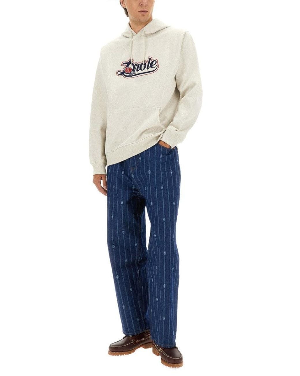 Drole de Monsieur Natural Heather Embroidered Hoodie for men