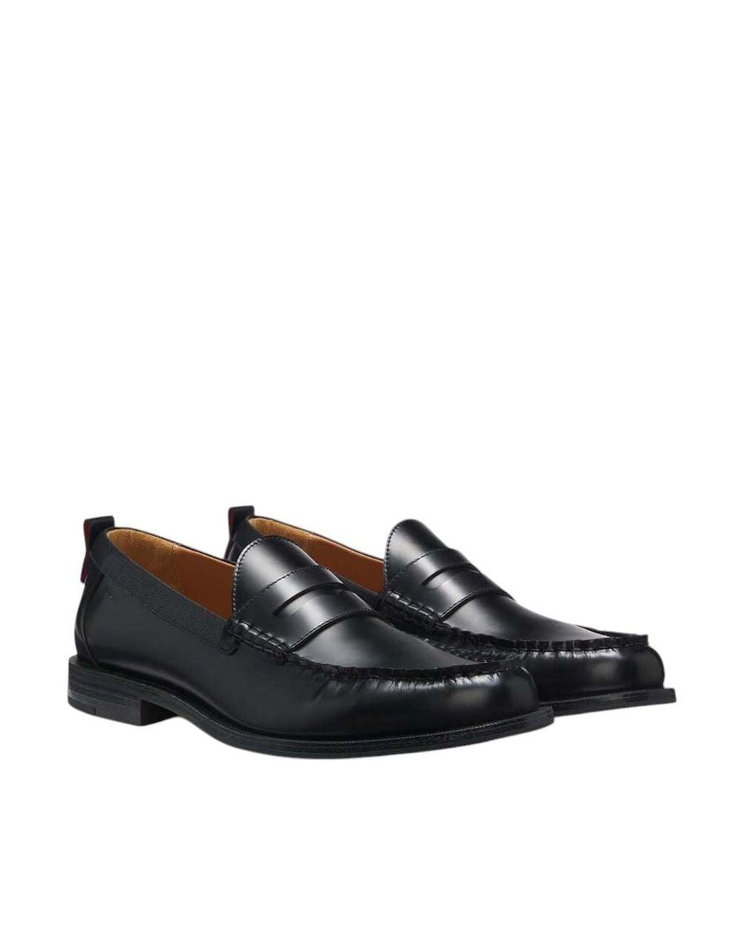 HUGO Black Leather Loafers for men