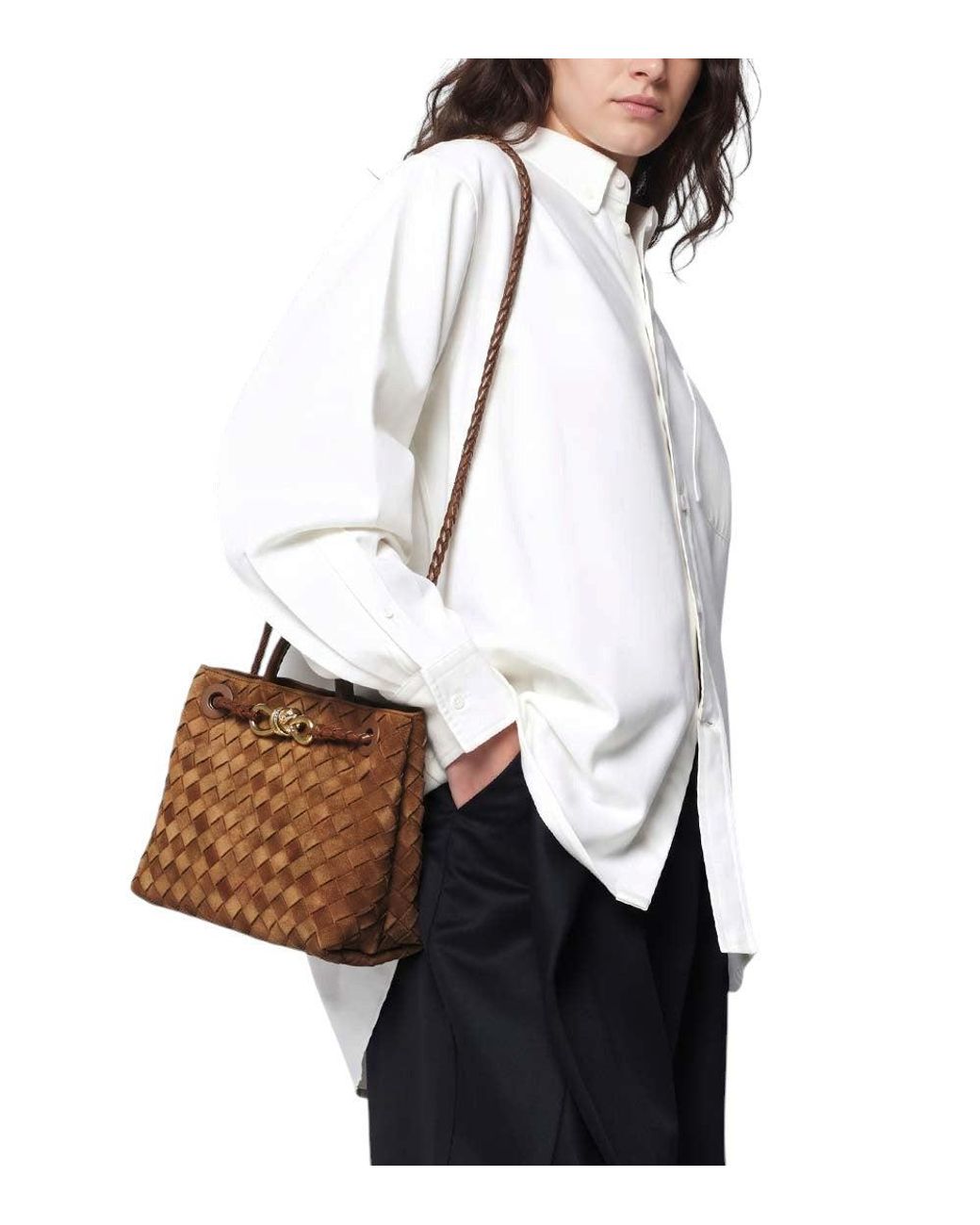 Bottega Veneta Brown Dark Andiamo Small Satchel