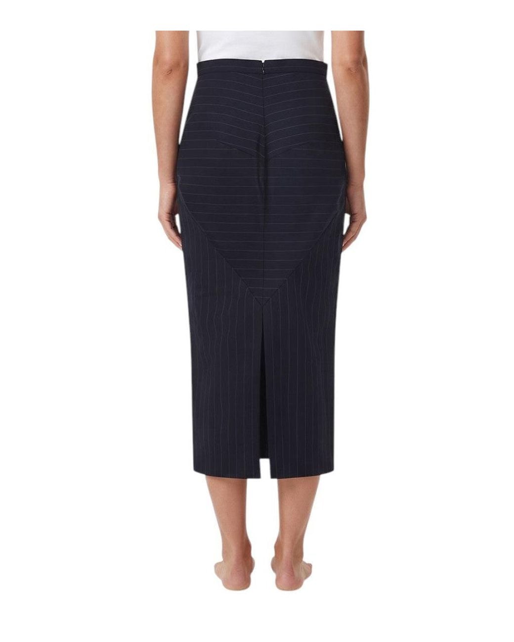 Givenchy Blue Dark Stripes Midi Skirt