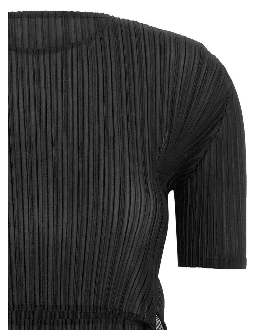 Issey Miyake Black 'Sheer Slit Pleats' Top