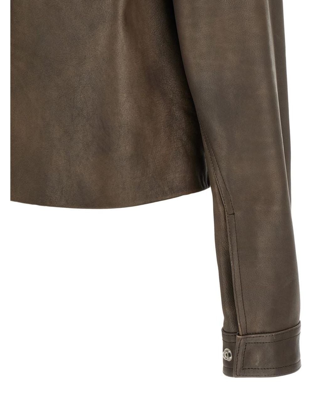 Rick Owens Brown Solid Mock Collar Jacket for men