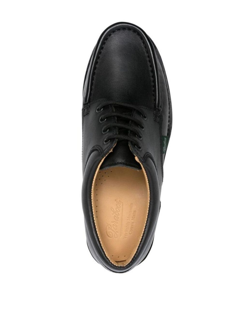 Paraboot Black Leather Lace Up Shoes for men