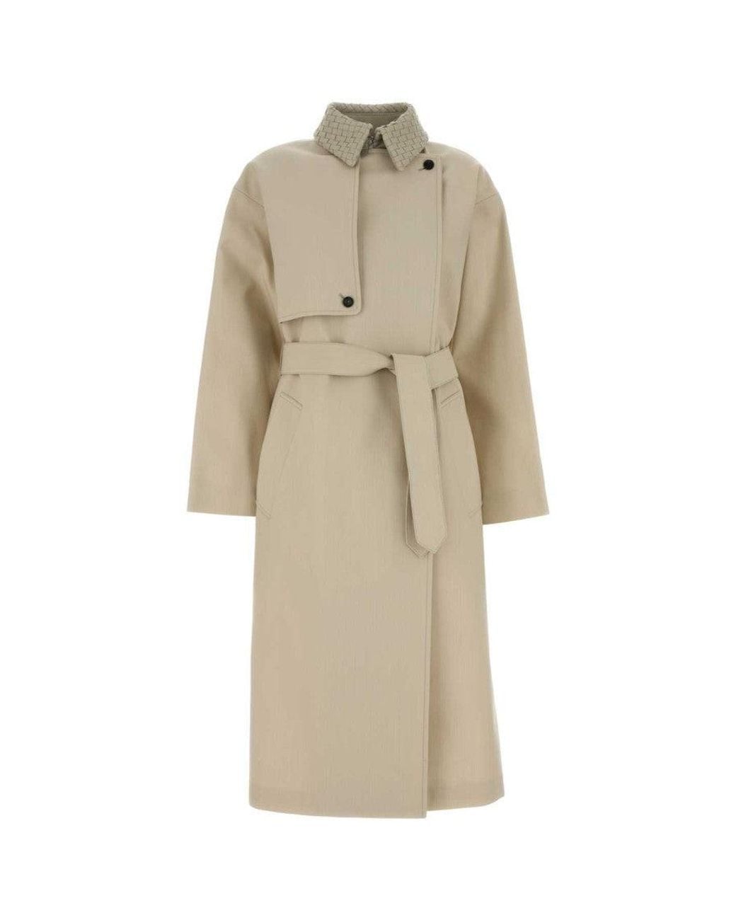 Bottega Veneta Natural Shirt Collar Trench Coat