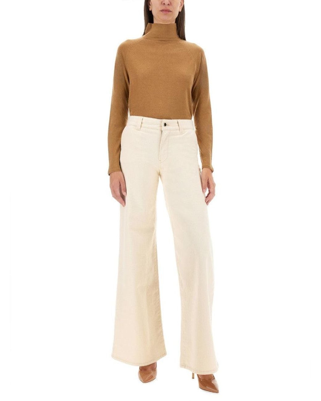 Kiton White Smooth Cashmere-Silk Blend Turtleneck Shirt