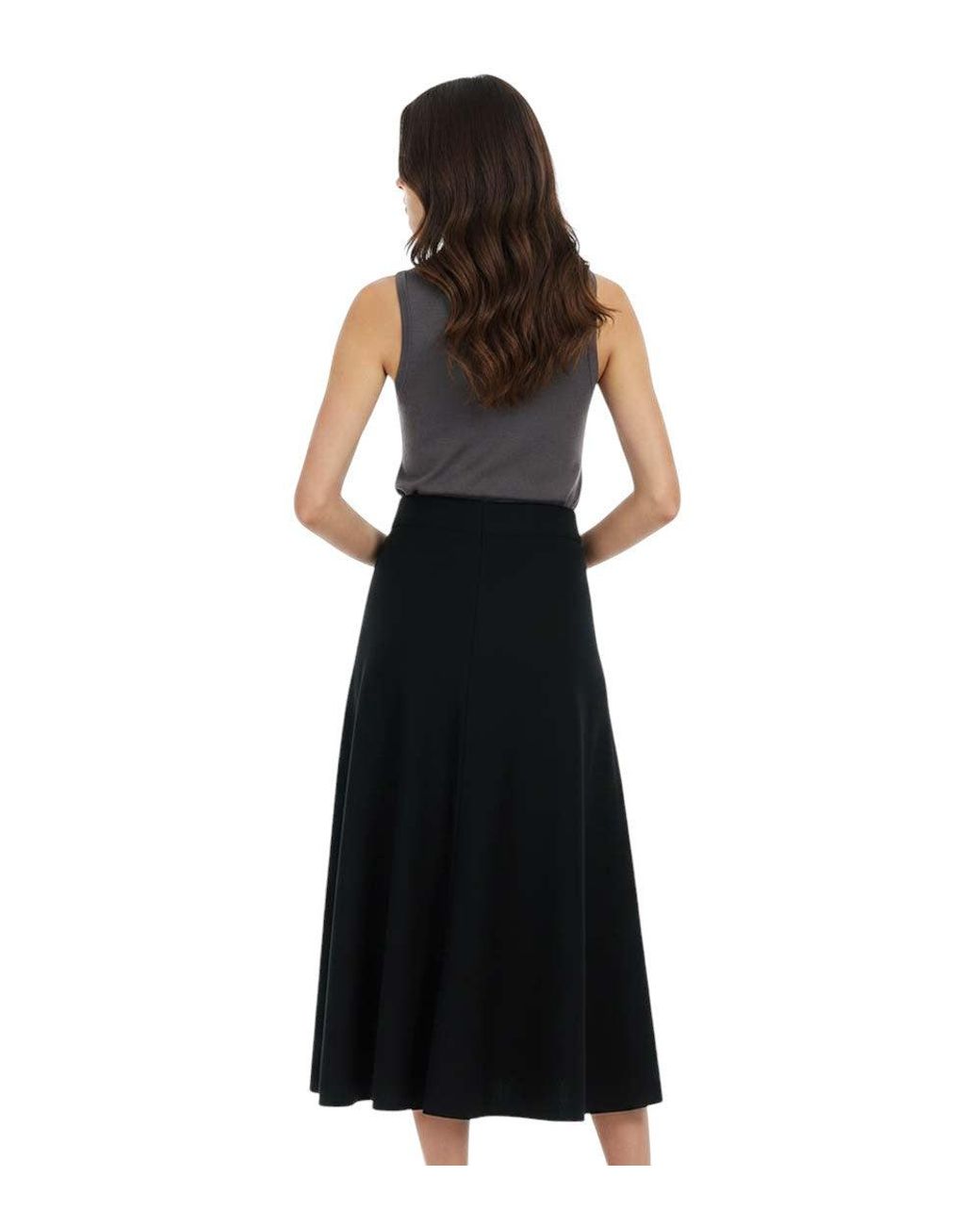 Allude White Solid Calf Length Skirt