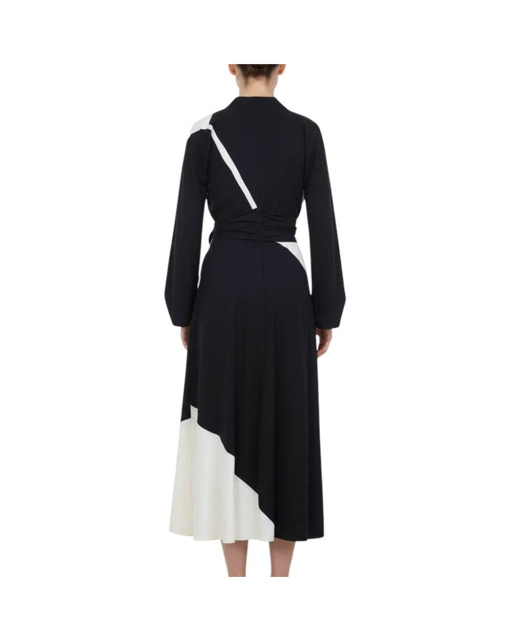Alberta Ferretti Black V Neck Midi Dress