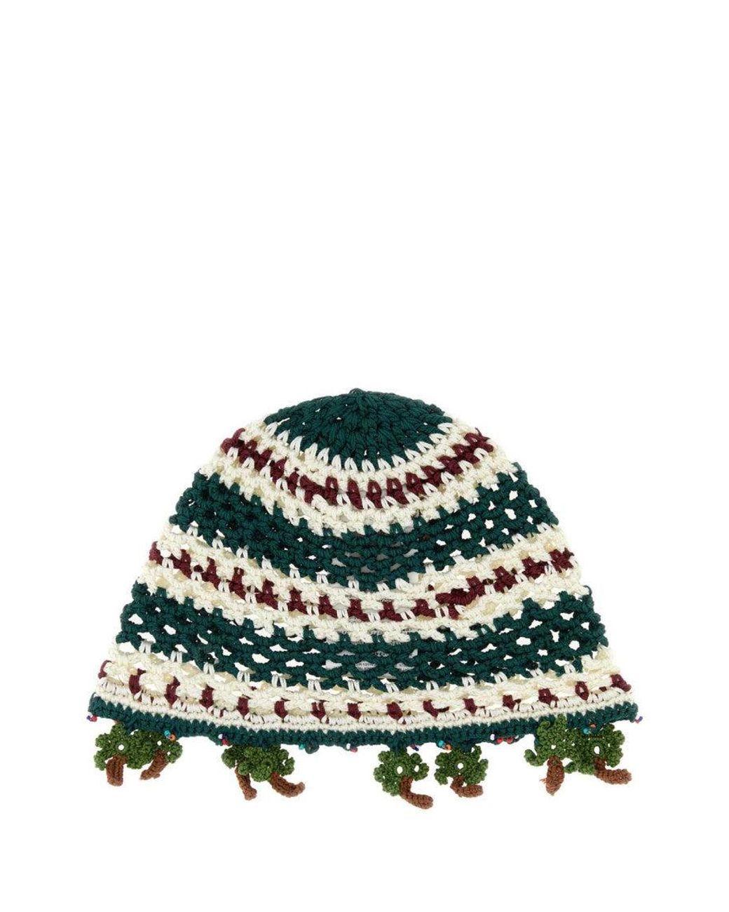 Alanui Green Crochet Beanie Cap