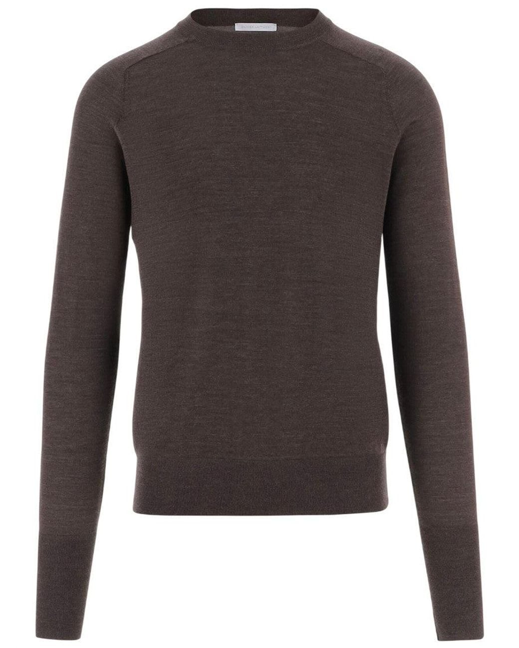 Oliver Lattughi Gray Crew Neck Sweater for men