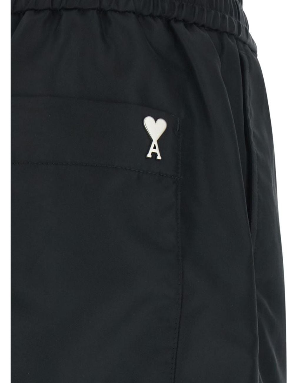 AMI Black Regular Solid Shorts for men