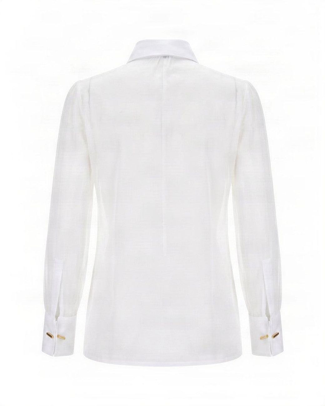 Elisabetta Franchi Gray Ivory Ruffled Long-Sleeve Viscose Blouse