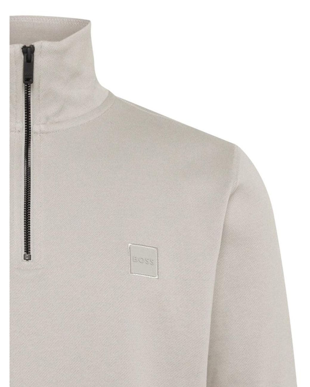 Boss Gray Light Half Zip Sweatshirt for men