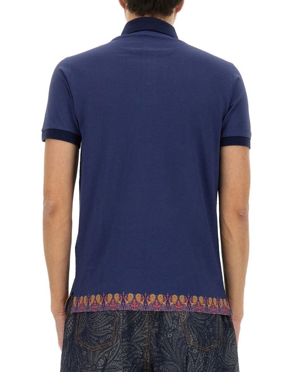 Etro Blue Shirt Collar Polo for men