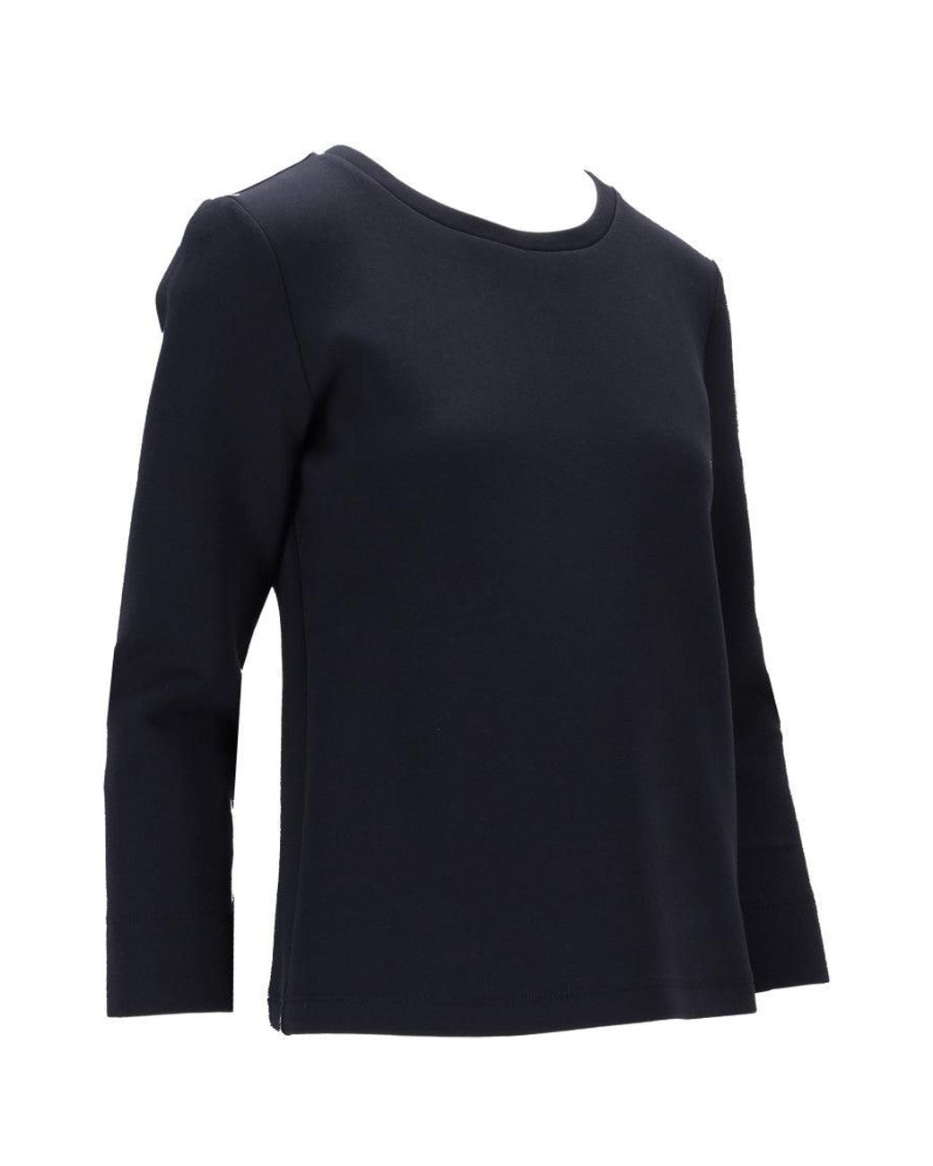 Max Mara Blue Solid Round Neck T-Shirt