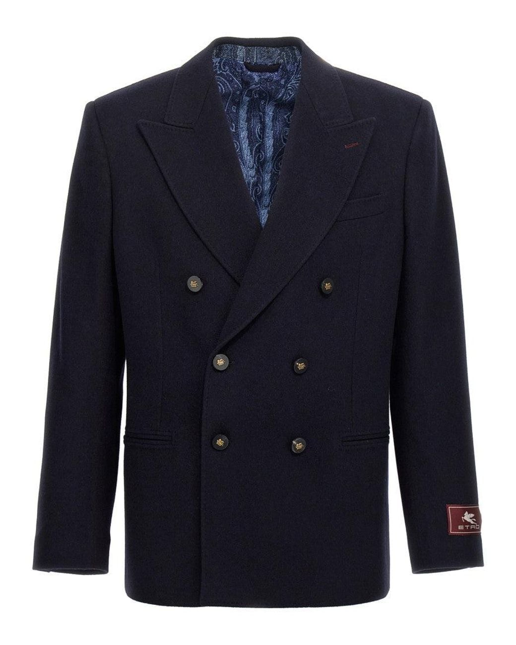 Etro Blue Dark Double Breasted Blazer for men
