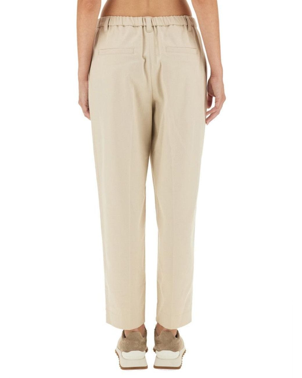 Brunello Cucinelli Natural Tapered Pleated Pant