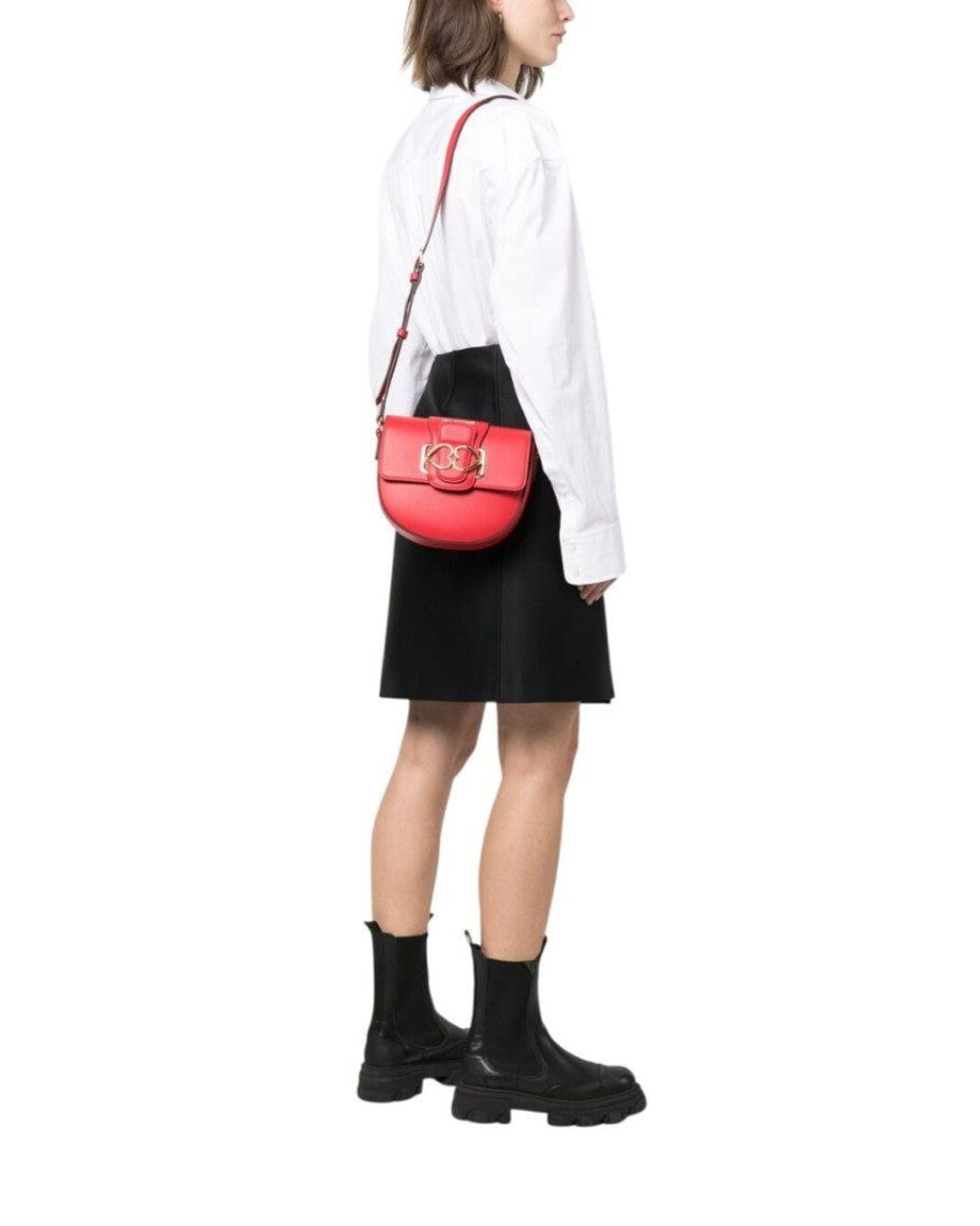 Love Moschino Pink Heart-Plaque Small Crossbody Bag