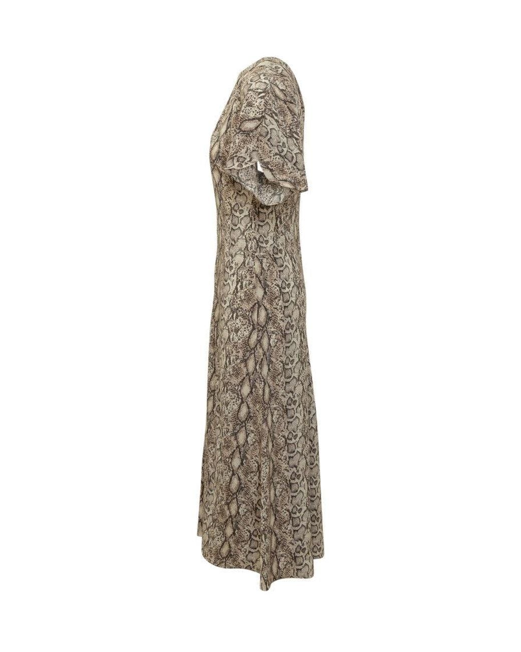 Isabel Marant Natural Animal Print Round Neck Maxi Dress