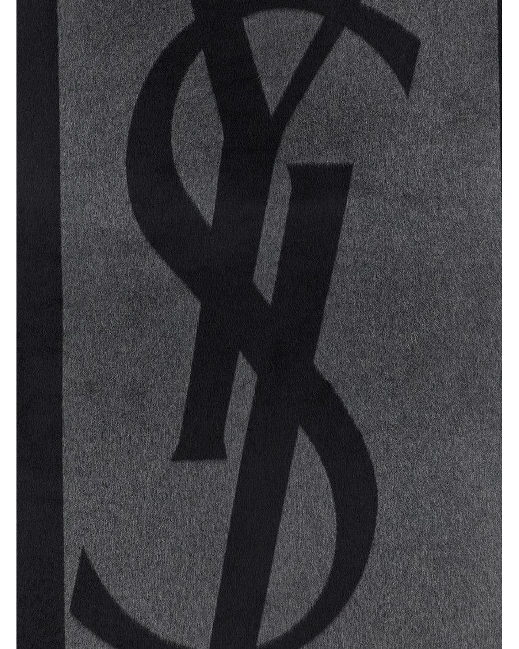 Saint Laurent Black Dark Logo Scarf for men