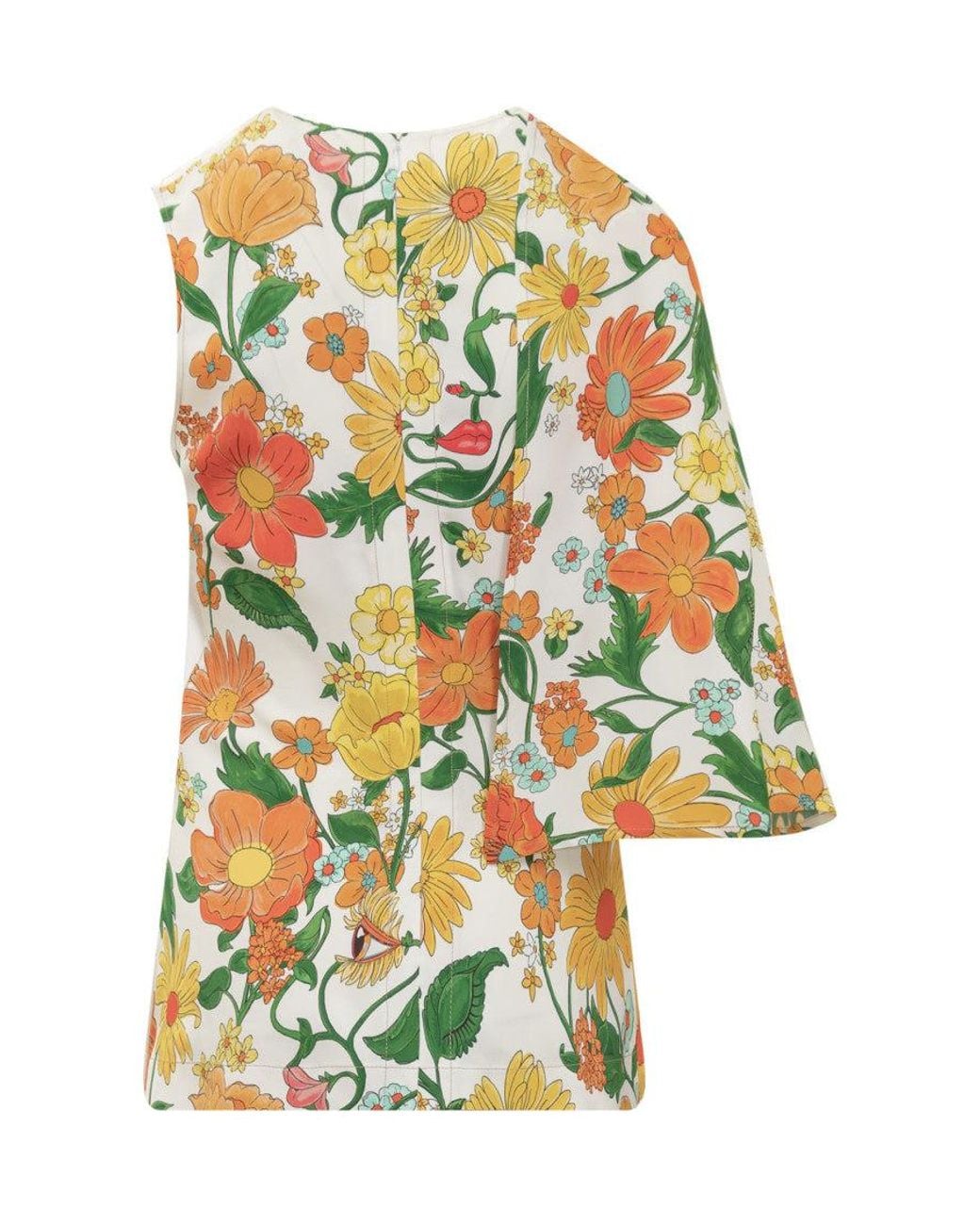 Stella McCartney White Floral Round Neck Top