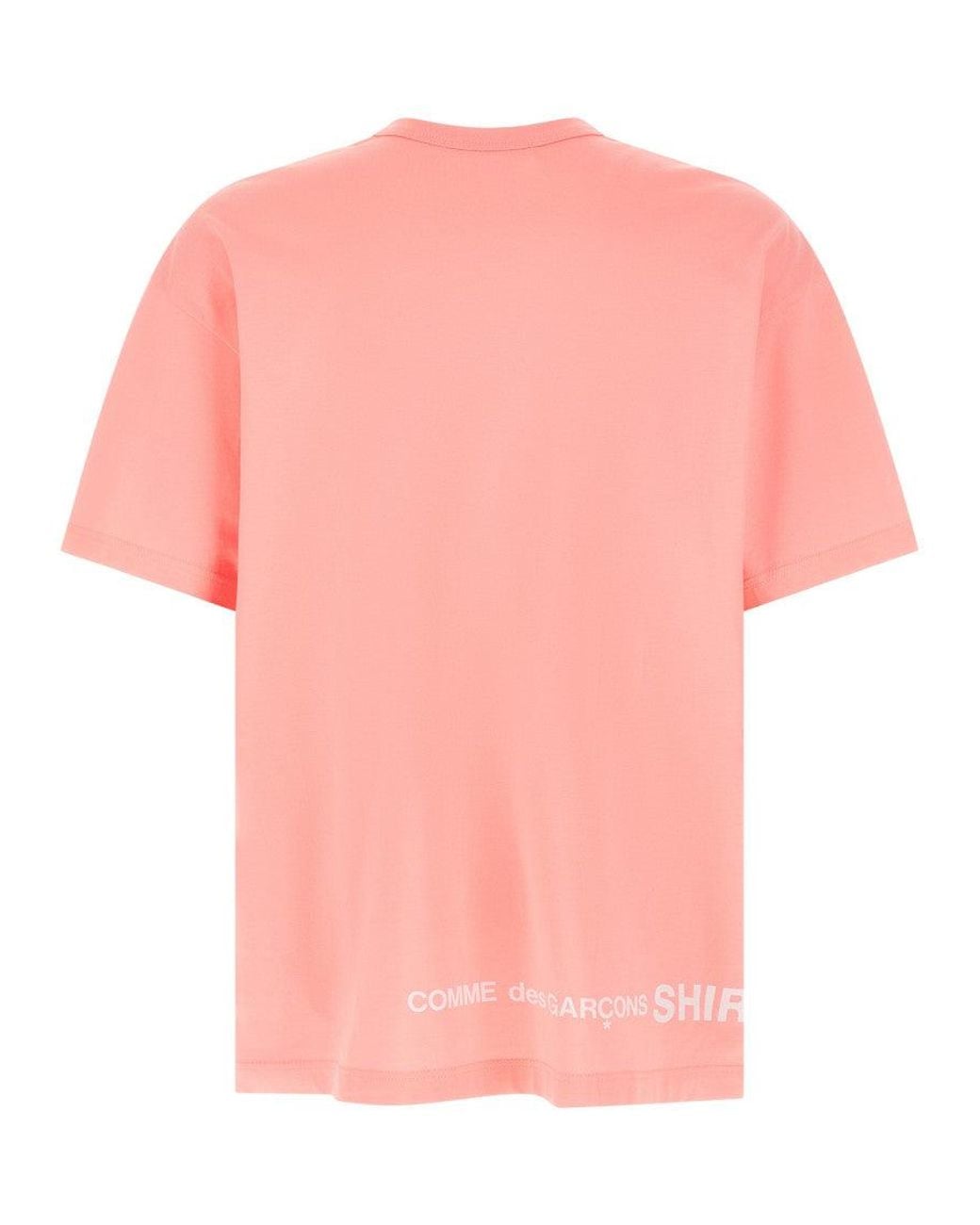 Comme des Garçons Pink Logo Print T-Shirt for men