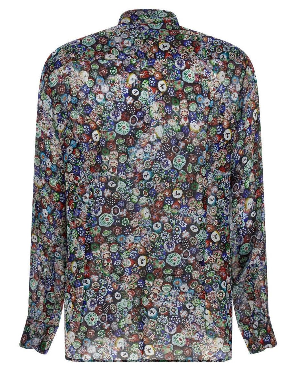 Dries Van Noten Gray Regular Floral Shirt