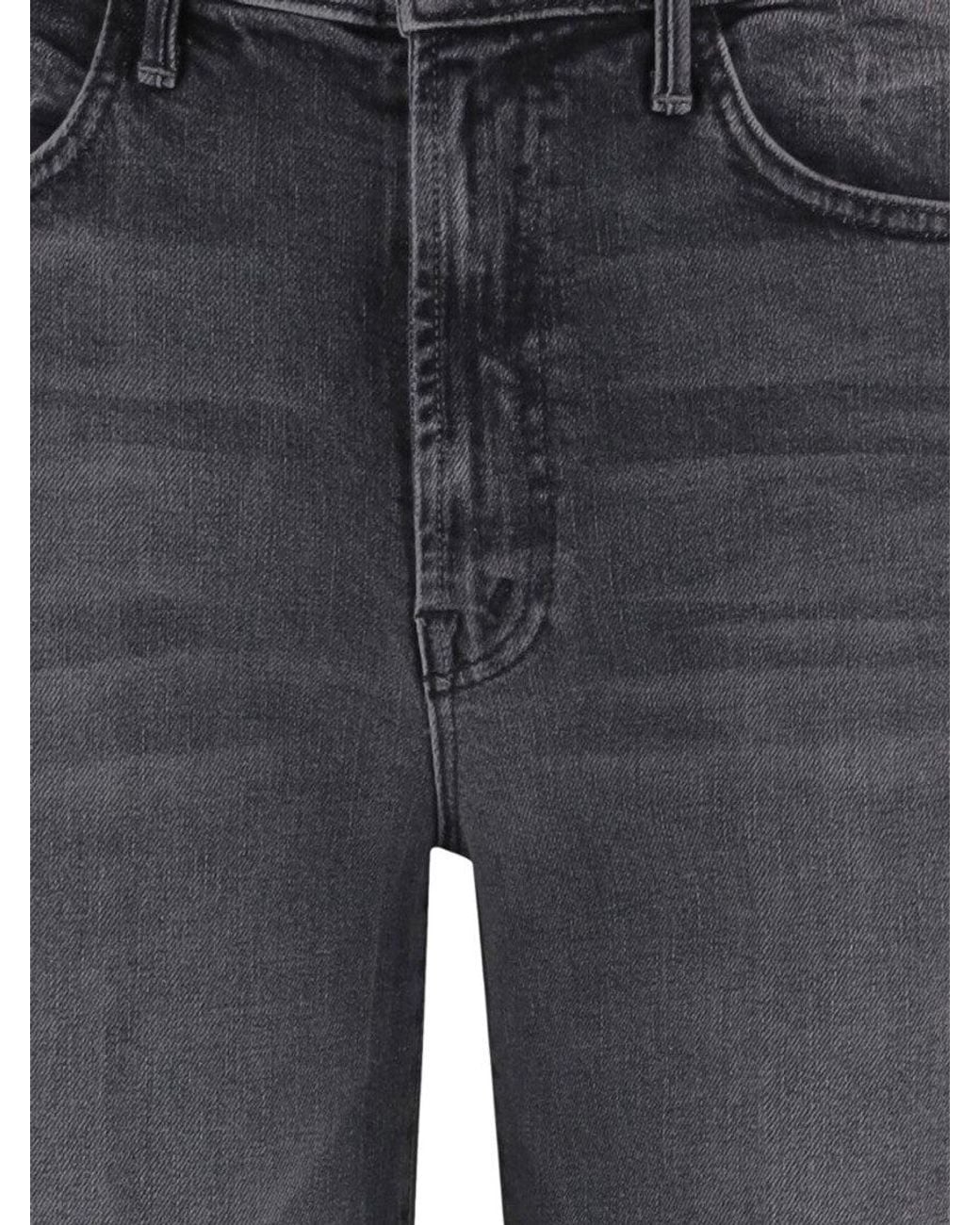 Mother Blue Dark Flared High Rise Jeans